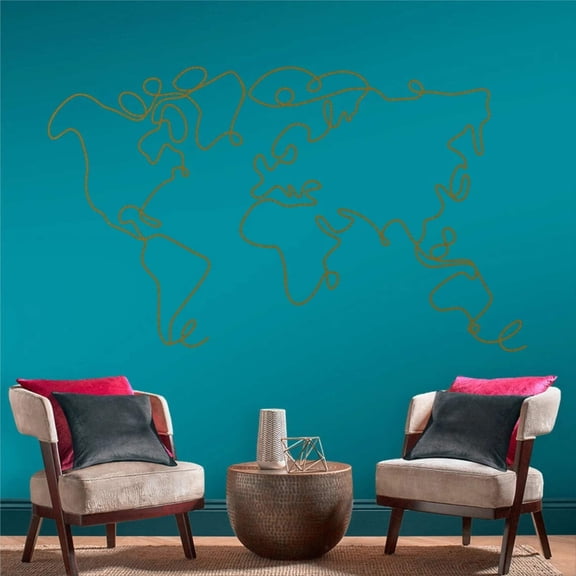 Line Wall Decor, Metal World Map Wall Art 2 Pieces