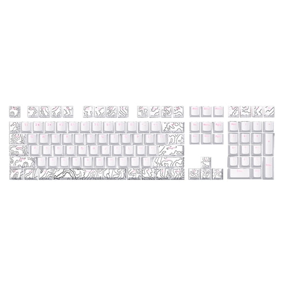Line White PBT Original Height Keycaps 108 Keys Shine Through Backlit keycapst for Mechanical Keyboard