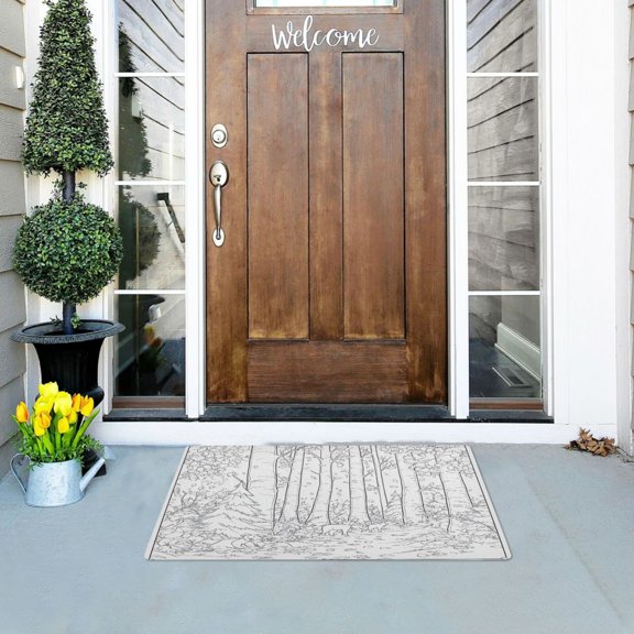 Line Woodland Versatile Absorbent Door Mat, Non-Slip, Easy to Clean 32''x20''