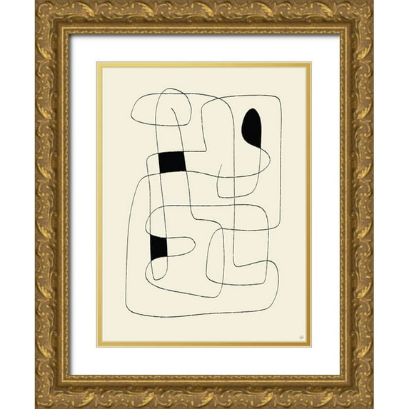 Line and Brush 11x14 Gold Ornate Wood Framed with Double Matting Museum Art Print Titled - Lines To Fill 4