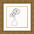 thumbnail image 1 of Line and Brush 20x20 Gold Ornate Wood Framed with Double Matting Museum Art Print Titled - Floral Bouquet 1, 1 of 4