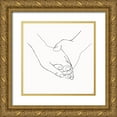 thumbnail image 1 of Line and Brush 20x20 Gold Ornate Wood Framed with Double Matting Museum Art Print Titled - Holding Hands 4, 1 of 4