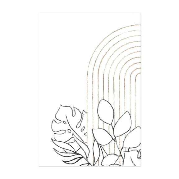 Line art botanical arch - Line Drawing Line Art Minimalist Abstract Botanical Floral Modern Art Geometric Unframed Wall Art Print 4 x 6 inches
