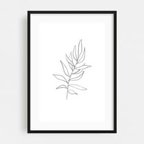 Line art plant - Line Drawing Botanical Minimalist Line Art Black and White Floral Nature Abstract Black Framed Wall Art Print 12 x 18 inches