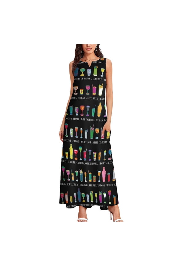 Line em Up! - Prohibition Cocktails pattern on black by Cecca Designs Long Dress prom clothes cute dress