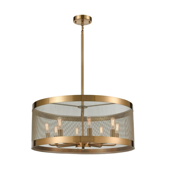 Line in the Sand 8-Light Chandelier in Satin Brass and Antique Silver by Elk Home D4333 in Brass,Silver Finish