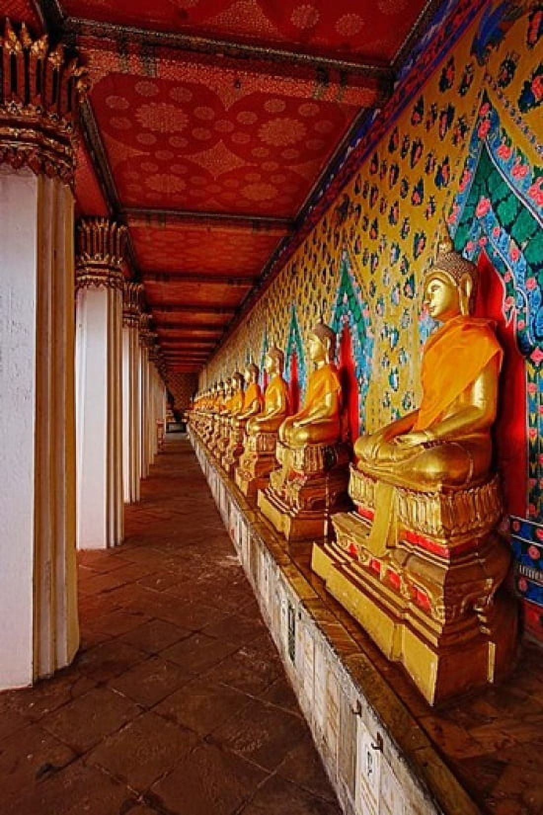Line of Buddhas Wat Arun Bangkok Thailand Canvas Art - Adam Jones DanitaDelimont (15 x 22)