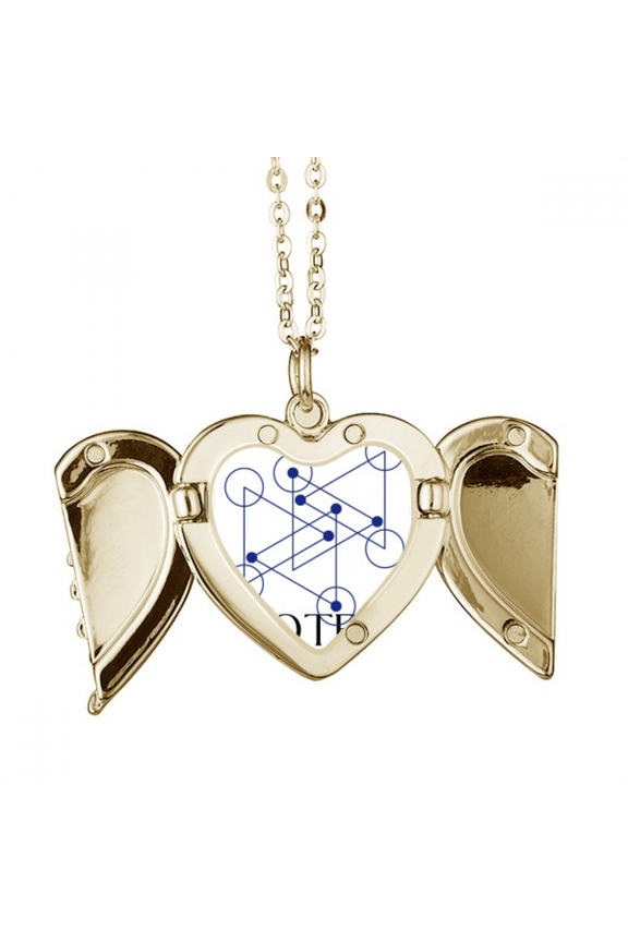 Line-point Geometric Triangular Folded Wings Peach Heart Pendant Necklace