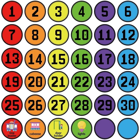 Line up Spots for Classroom 36Pcs 4in/10cm Floor Numbers Stickers 1-30 Dots Colorful Numbered Markers Decal for Teacher Back to School Preschool