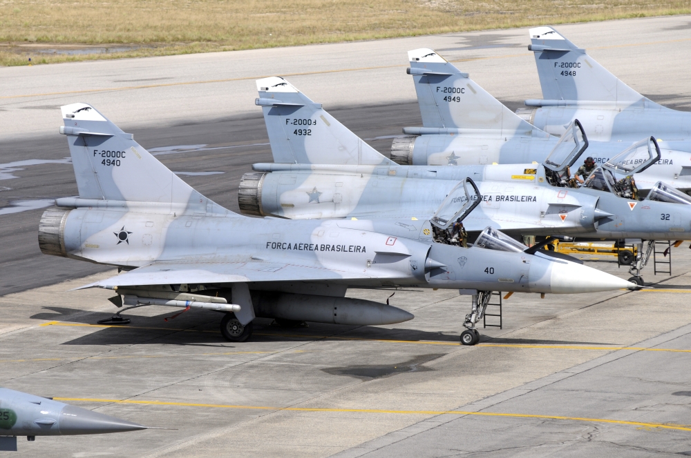 Line-up of Brazilian Air Force F-2000 aircraft at Natal Air Force Base Brazil Canvas Art - Riccardo NiccoliStocktrek Images (17 x 12)