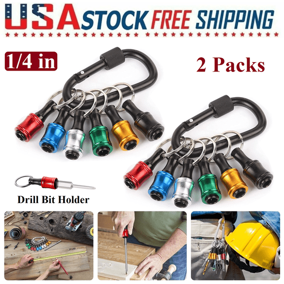 LineYDI 12 PCS Bit Holder Keychain,1/4" Hex Shank Quick Release Keychain Screwdriver Drill Bit Holder Bit Set