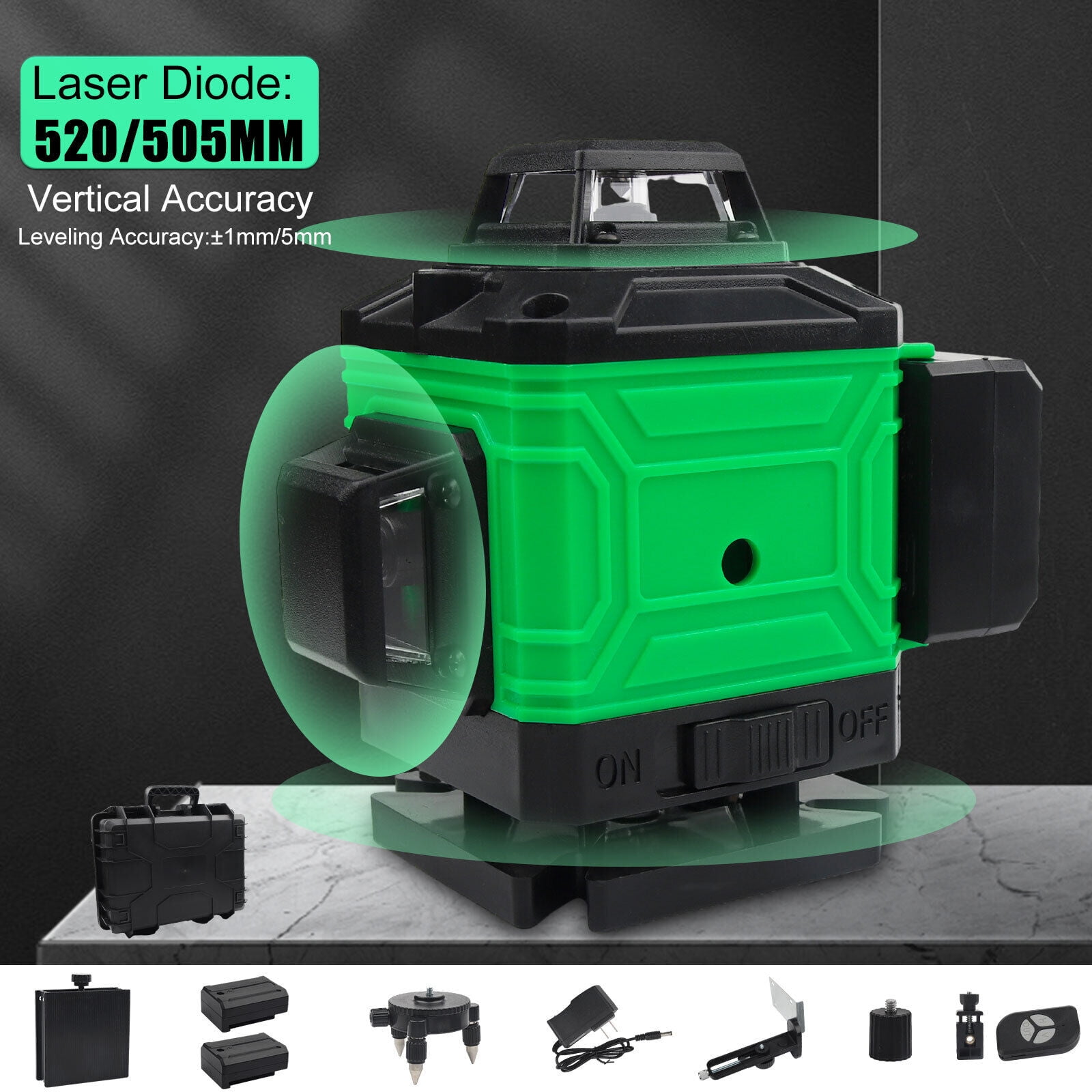 LineYDI 16 Lines 4D Laser Level 360° Self Leveling Rotary Cross Line Measure Batteries*2