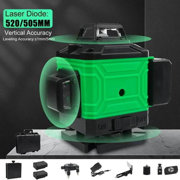 LineYDI 16 Lines 4D Laser Level 360 Self Leveling Rotary Cross Line Measure Batteries*2