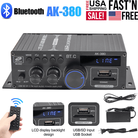 LineYDI 800W 2 Channel bluetooth Mini HIFI Power Amplifier Audio Stereo Amp Home Car FM