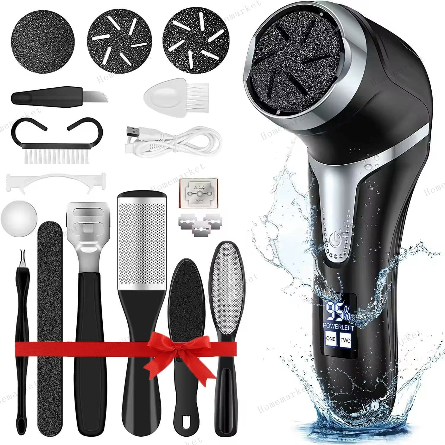 LineYDI All-in-One Electric Pedicure Tool Professional Foot Grinder with Vacuum Suction, 3 Abrasive Heads & Automatic Dead Skin Removal