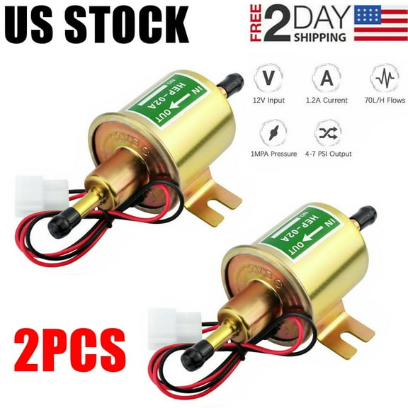 LineYDI Electric Fuel Pump HEP-02A 4-7PSI Universal 12V Inline Low Pressure Gas Diesel,2 PCS