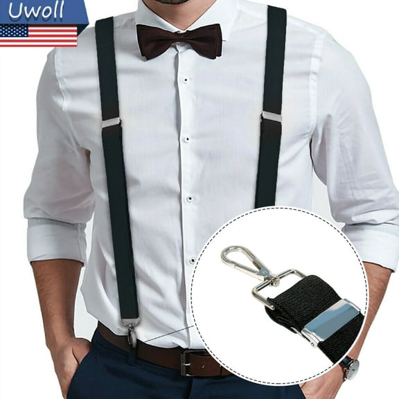 LineYDI Men's 1.5 in Suspender with Convertible Clip, Button End and Strap