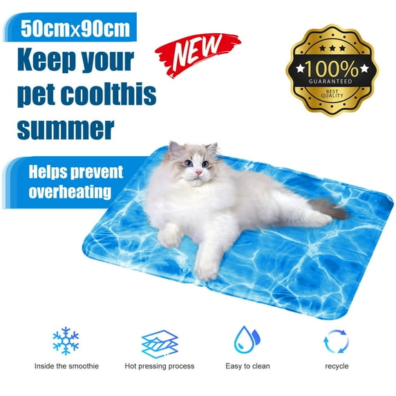 LineYDI Pet Dog Cooling Mat 19.69*35.43ich Pressure Activated Gel Self-Cooling Bed Summer Sleeping Pad,XL
