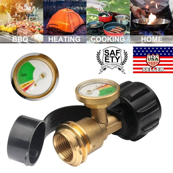 LineYDI Universal Fit Propane Tank Adapter Propane Pressure Brass Gauge Tank Converts POL to RV Camper, Cylinder, BBQ Gas Grill,1 PCS