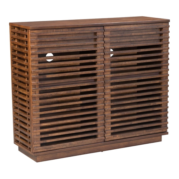 HomeRoots 396329 42 in. Walnut Wood Accent Cabinet with Three Shelves & Two Drawers