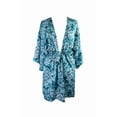 thumbnail image 1 of Linea Donatella Jade Medallion Print Satin Charmeuse Wrap Short Robe S/M, 1 of 5