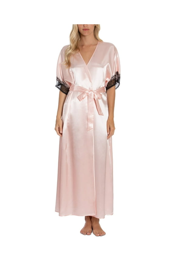 Max Paisley Solid Charmeuse Satin Robe, Shell, Size S/M