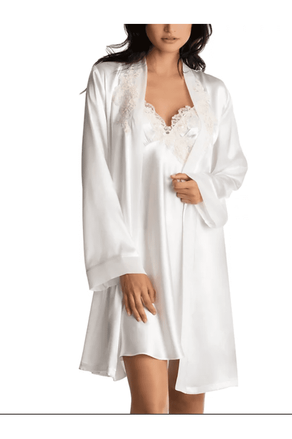 Sonya Embellished Satin Bridal Wrap Robe, L/XL