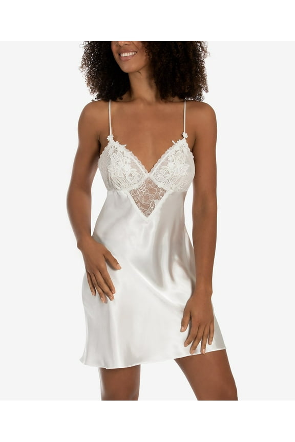 Women's Charlotte Bridal Solid Charmeuse Satin Chemise, Ivory, CTD010, Size Medium
