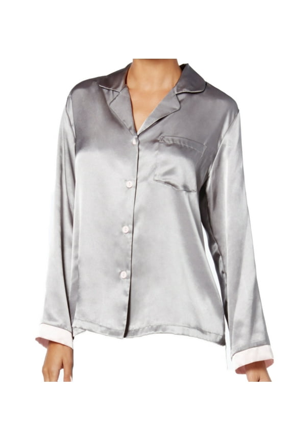 Womens Satin Notch Collar Top