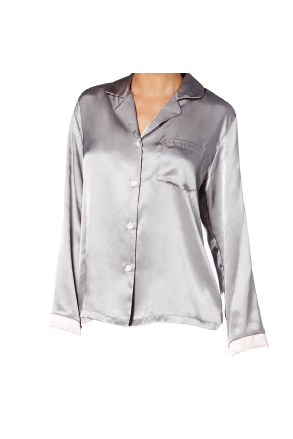 Womens Satin Notch Collar Top