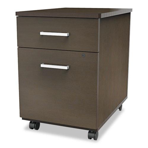 Linea Italia Trento Line Mobile Pedestal File, Left or Right, 2-Drawers: Box/File, Legal/Letter, Mocha, 16.5" x 19.75" x 23.63"