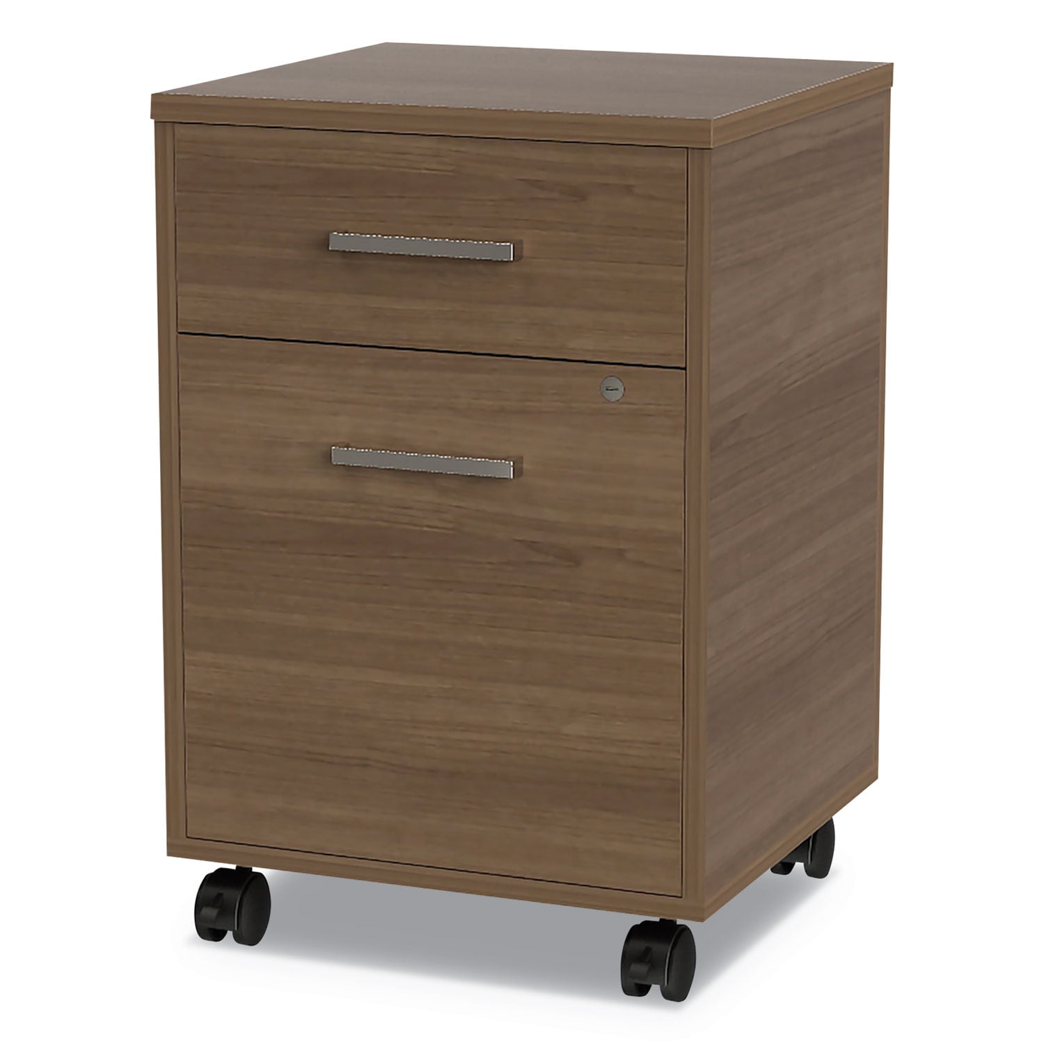 Natural Walnut Mobile 2-Drawer Lockable File Pedestal