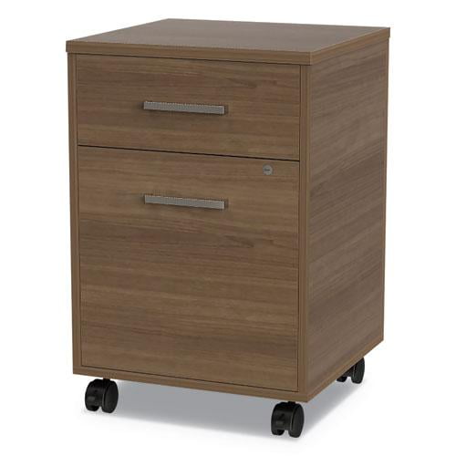 Natural Walnut Mobile 2-Drawer Lockable File Pedestal