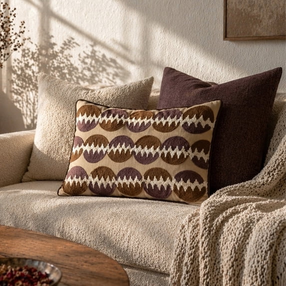 Linea Orbis Hand Embroidered Decorative Pillow Cover