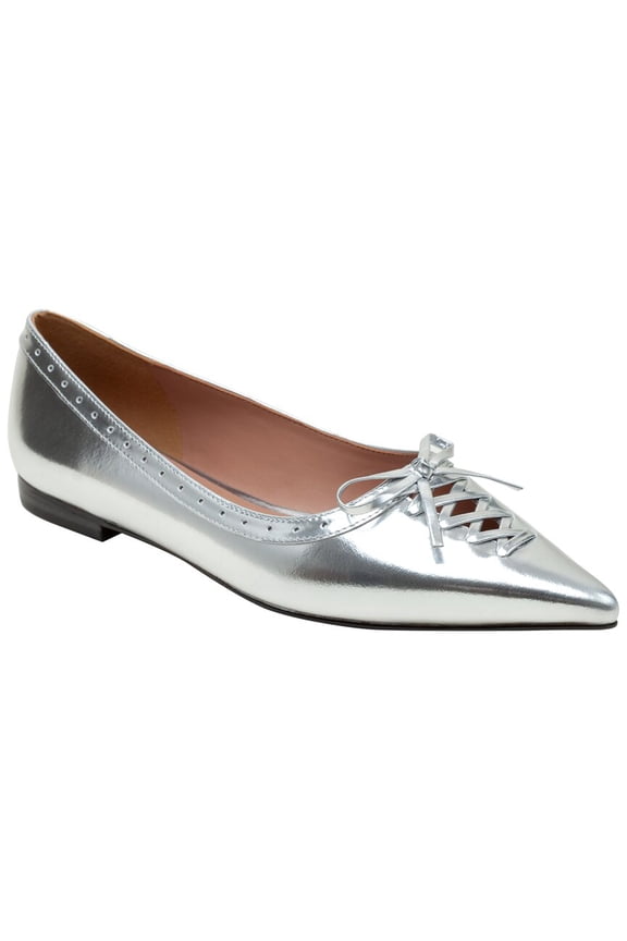 Noella Leather Flat, 10, Silver