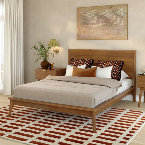 Linea Tambour Queen Bed, Pecan