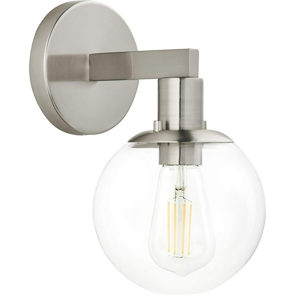 Linea di Liara Glass Globe Brushed Nickel Wall Sconce Lighting Sferra Mid Century Modern Sconces Wall Lighting Fixture Bathroom Vanity Wall Sconces Wall Light for Hallway and Bedroom, Bulb Included