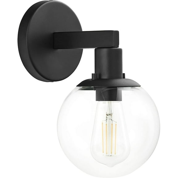 Linea di Liara Glass Globe Matte Black Wall Sconce Lighting Sferra Mid Century Modern Sconces Wall Lighting Fixture Bathroom Vanity Wall Sconces Wall Light for Hallway and Bedroom, LED Bulb Included
