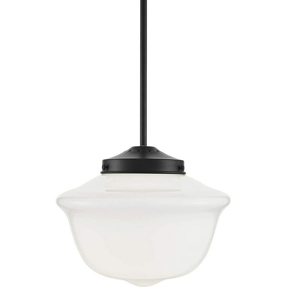 Linea di Liara Large Glass Pendant Lighting for Kitchen Island Lavagna Farmhouse Kitchen Lighting Vintage Schoolhouse Globe Matte Black Pendant Light Fixture, Milk Pendant Lamp Shade