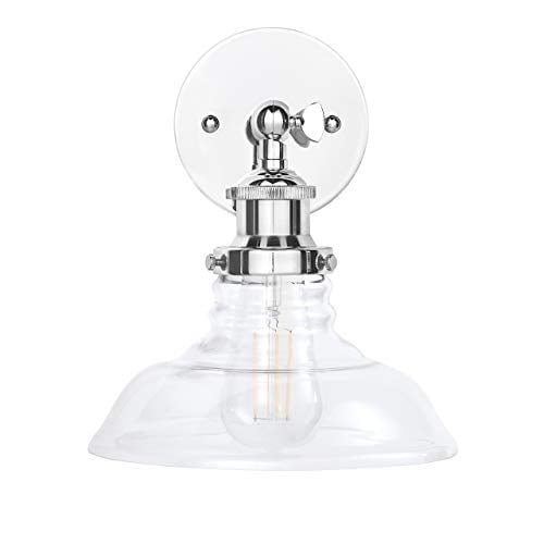 Linea di Liara Lucera Farmhouse Chrome Wall Sconce Wall Lighting Fixture Vanity Wall Sconce Lights Bathroom Sconces Wall Lights for Hallway, Bulb Included, UL Listed