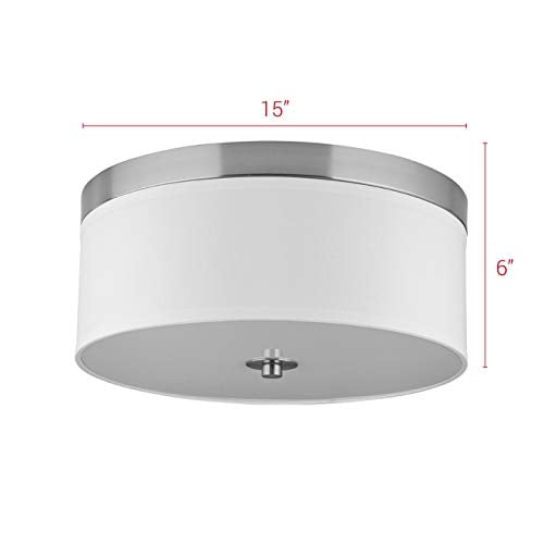 Linea di Liara Occhio Bronze 15" Flush Mount Ceiling Light Fixture Overhead Lights for Ceilings Kitchen Hallway Bedroom Bathroom Ceiling Light Fixtures, Sandstone Fabric Shade, UL