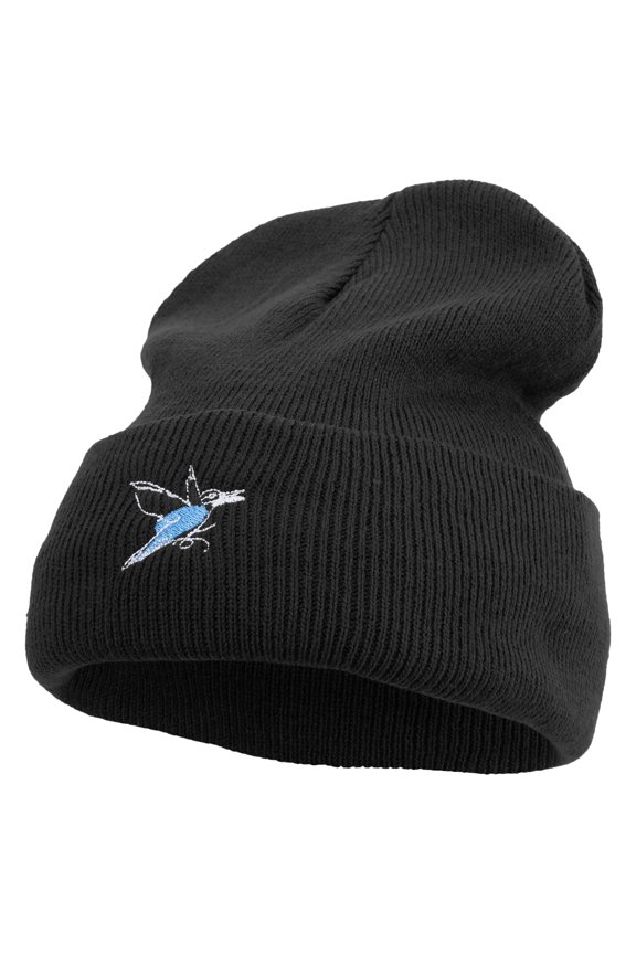Lineal Bird Logo Embroidered Fleece Lined Cuff Beanie - Black OSFM