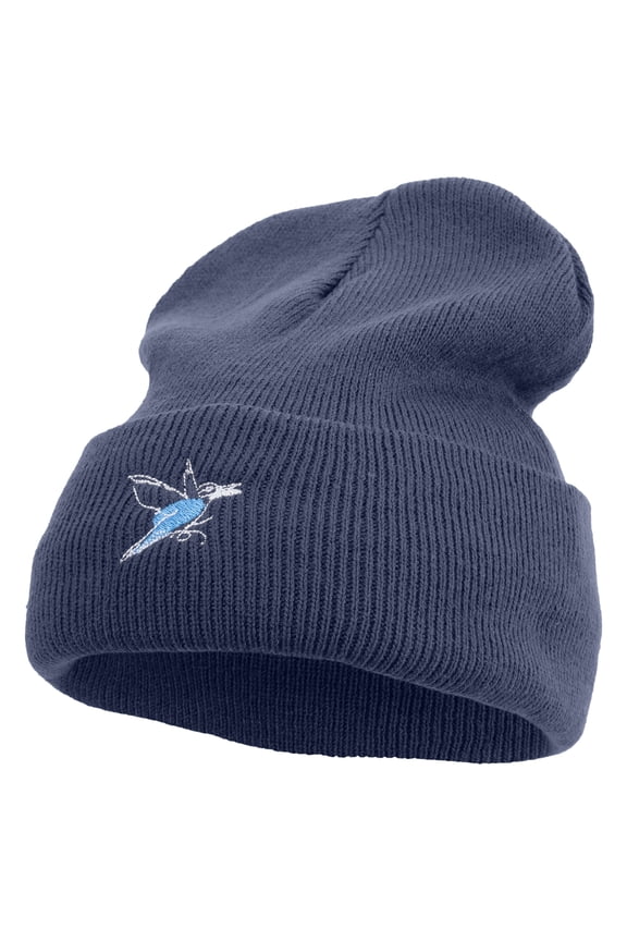 Lineal Bird Logo Embroidered Fleece Lined Cuff Beanie - Navy OSFM