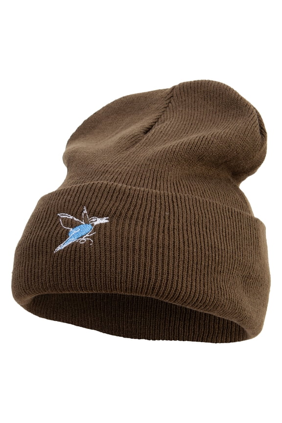 Lineal Bird Logo Embroidered Fleece Lined Cuff Beanie - Olive OSFM