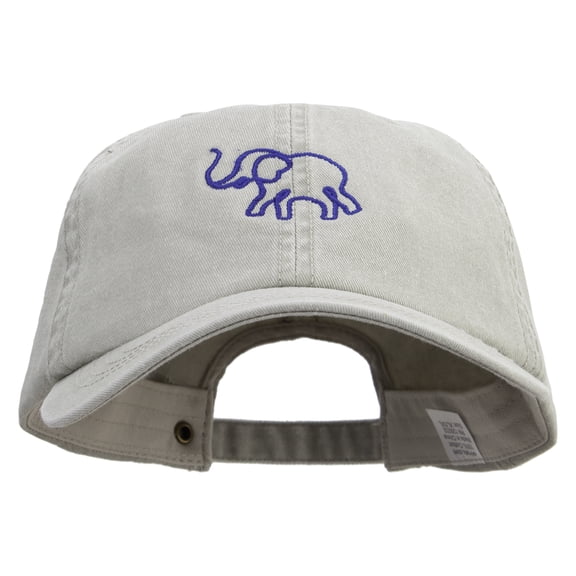 Lineal Elephant Embroidered Big Size Washed Pigment Dyed Cap - Stone XL-3XL