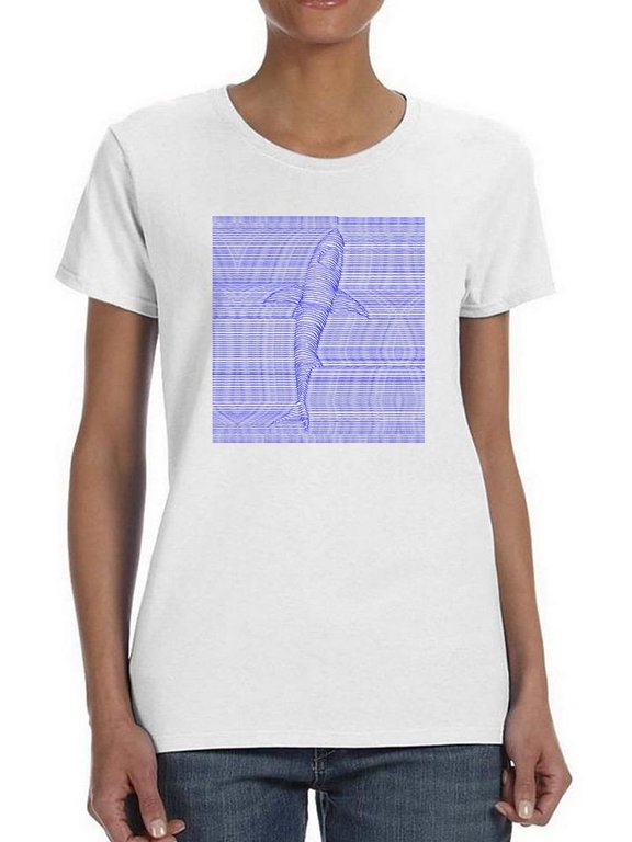 Linear 3D Shark Design Shaped T-Shirt Women -Image by Shutterstock, Female 3X-Large