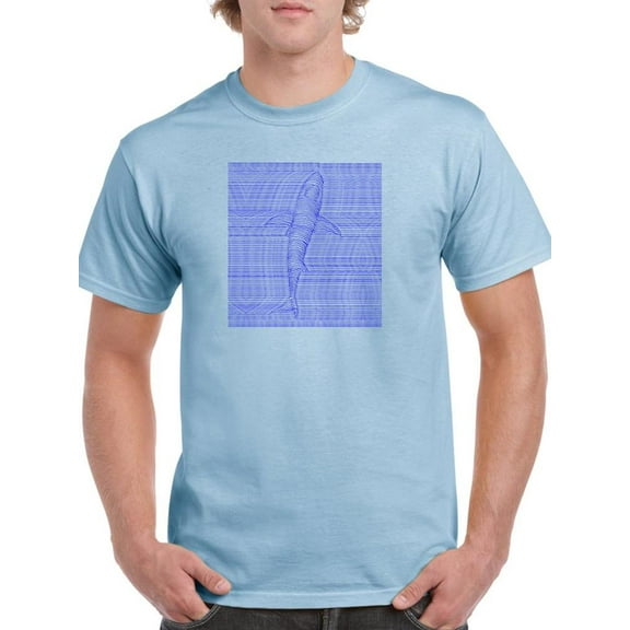 Linear 3D Shark Design T-Shirt Men -Image by Shutterstock, Male Medium
