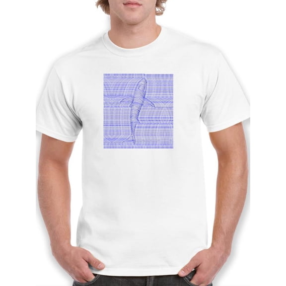 Linear 3D Shark Design T-Shirt Men -Image by Shutterstock, Male Small