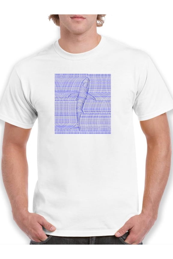 Linear 3D Shark Design T-Shirt Men -Image by Shutterstock, Male x-Large