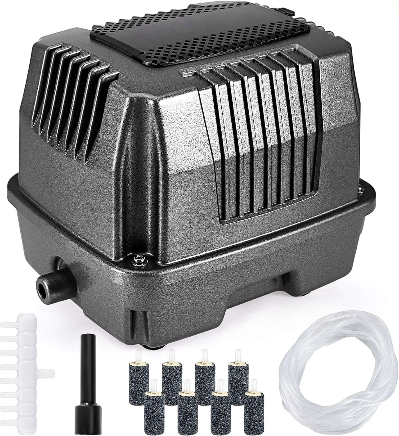 Linear Air Pond Pump, 855 GPH, Pond Aerators for Outdoor, Up to 10000 Gallons, with 8 Pcs Air Stones, for Fish Tank Koi Aquarium